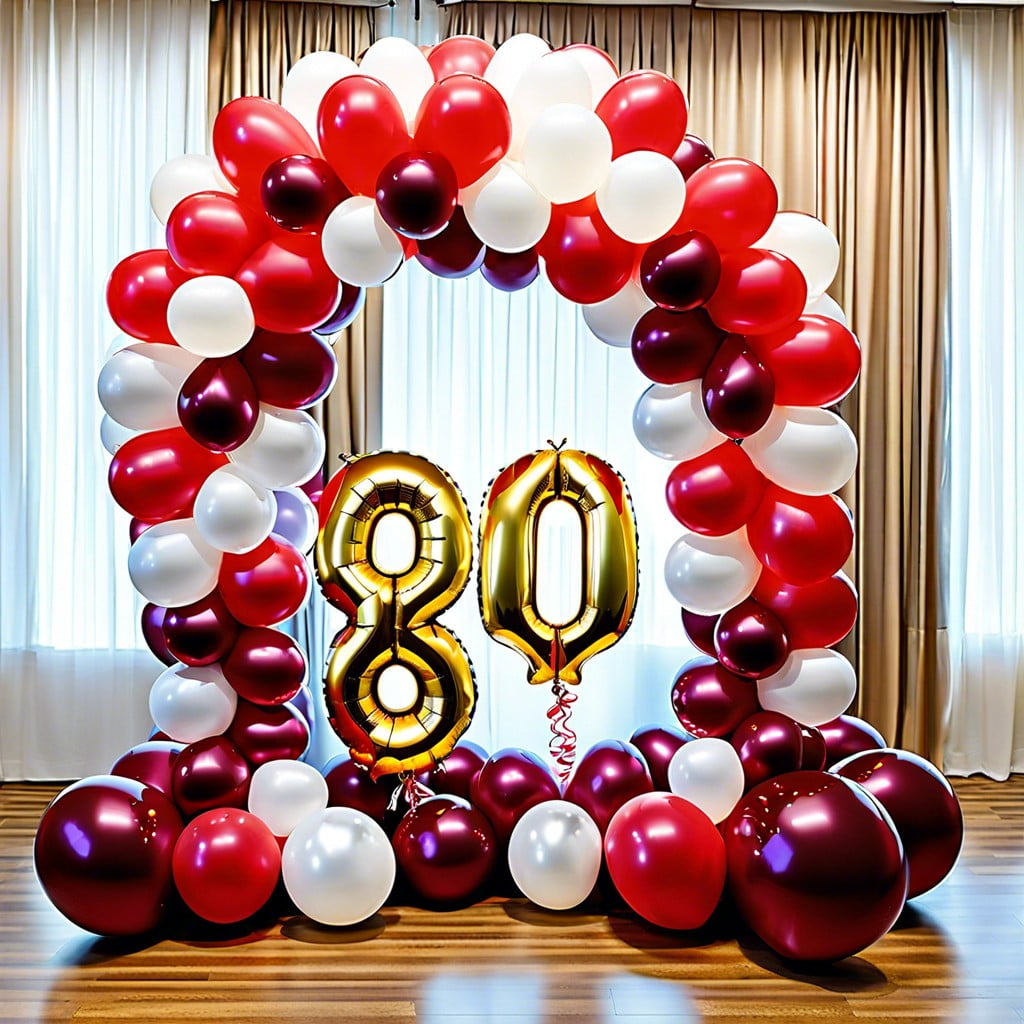 balloon arch with 80 numbers