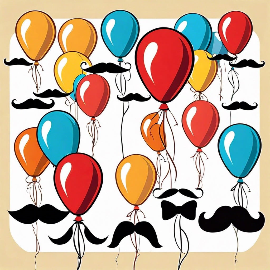 balloons in the shape of ties and mustaches