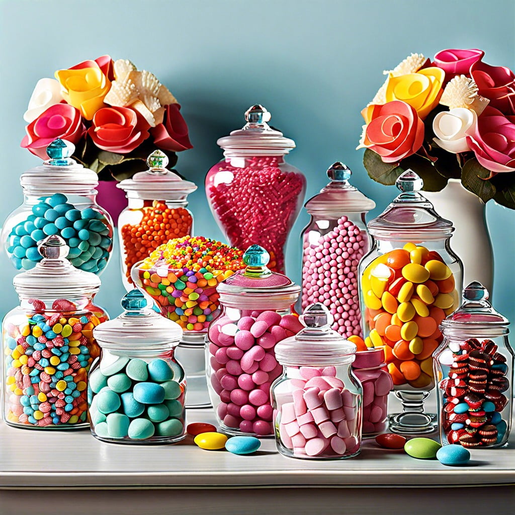 color coordinated candy jars