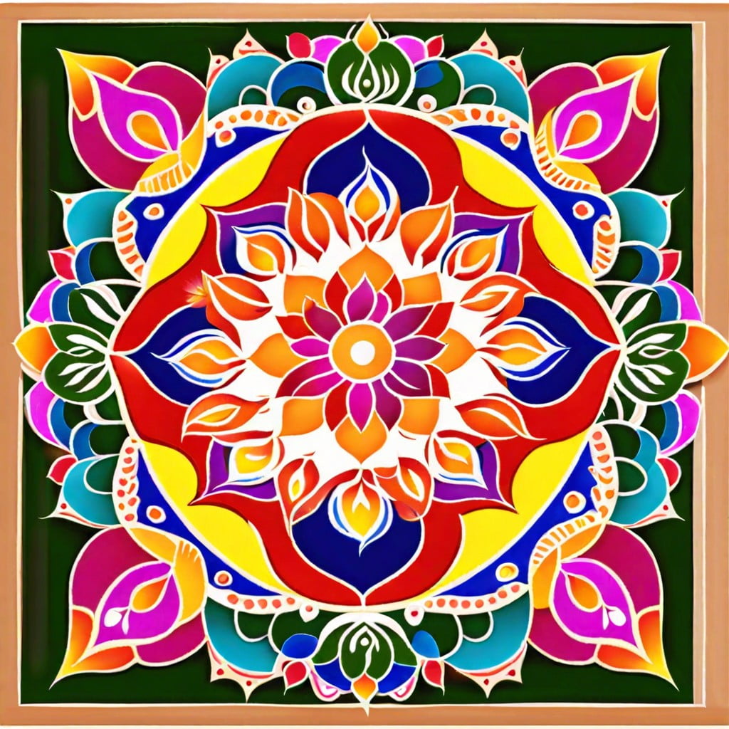 colorful rangoli designs at the entrance