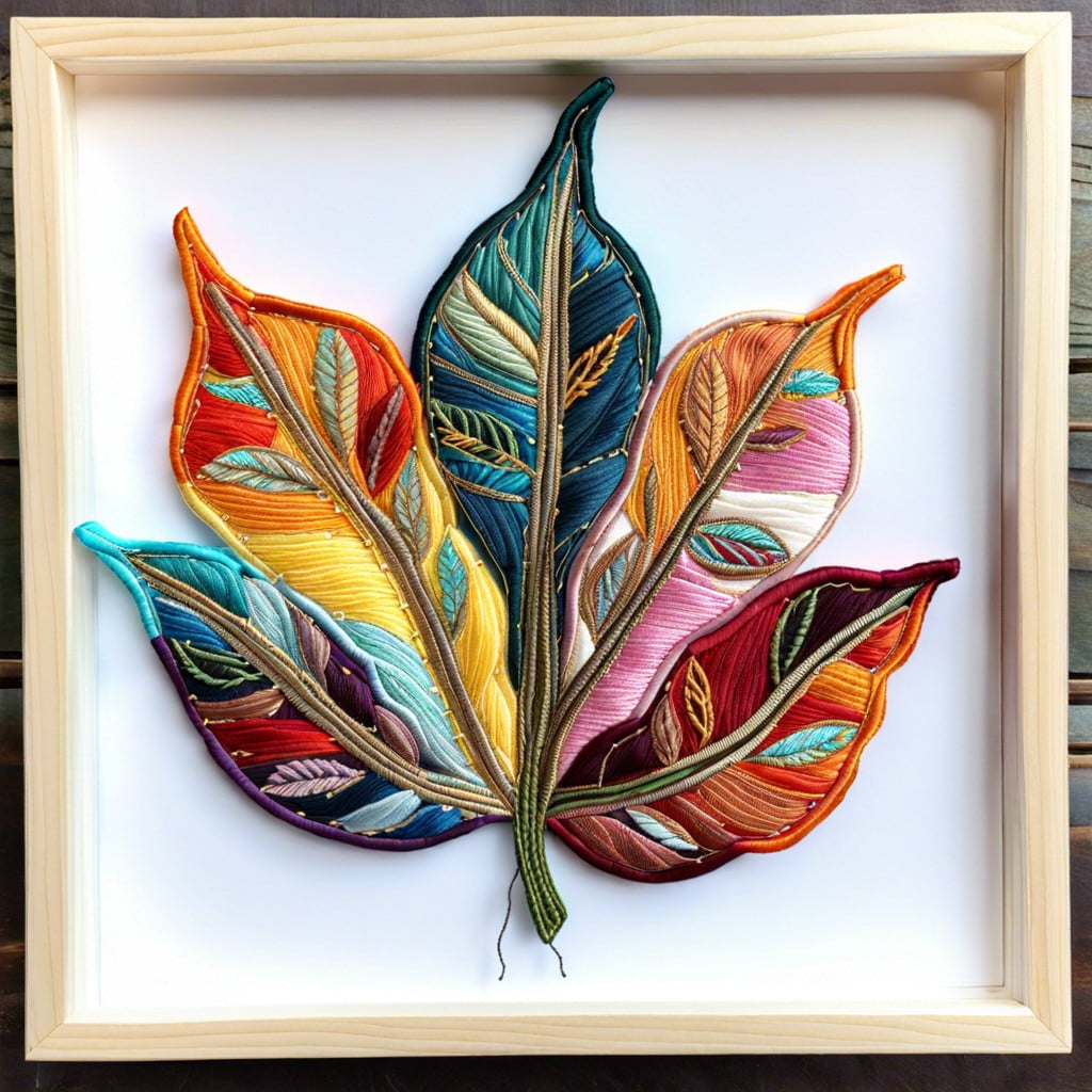 embroidered leaf art