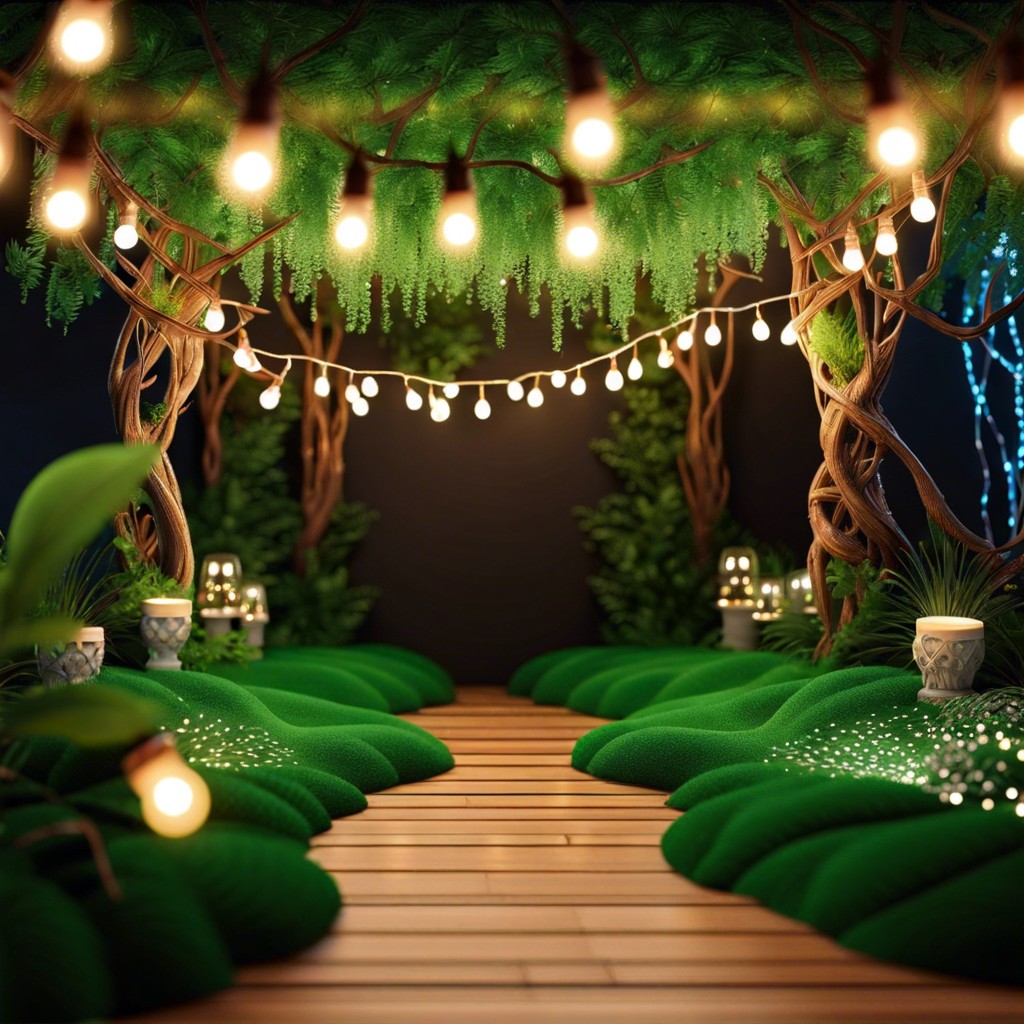 enchanted forest fairy lights amp greenery