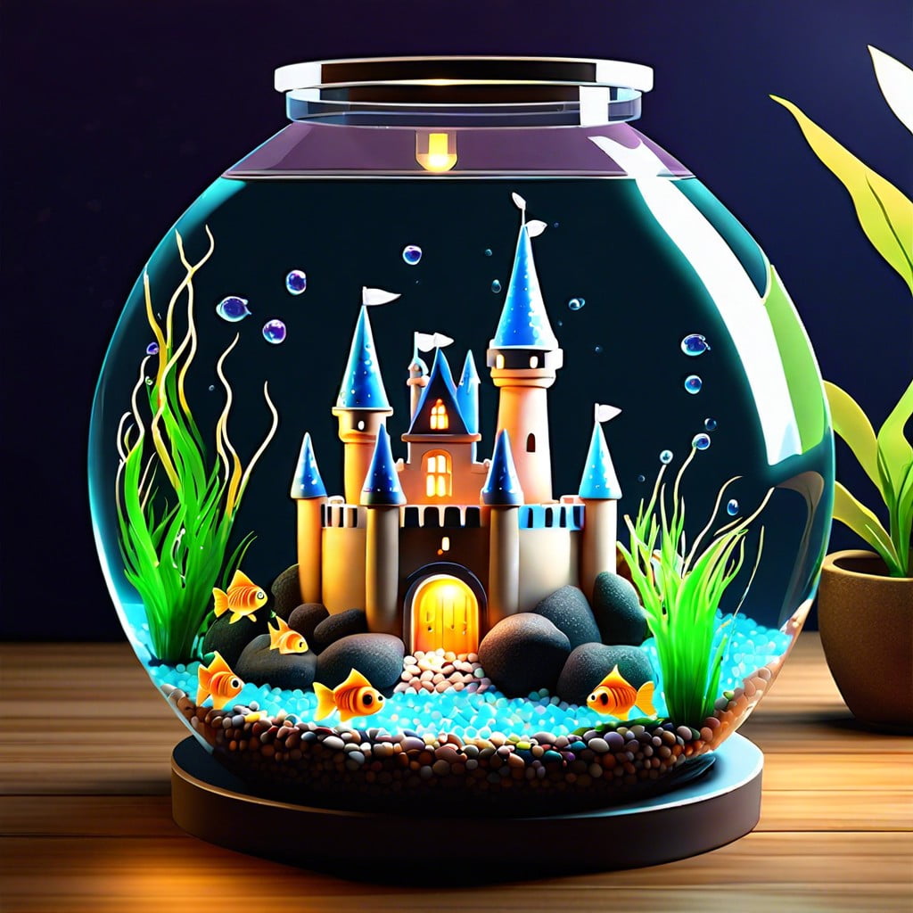 fairy tale castle with glowing pebbles