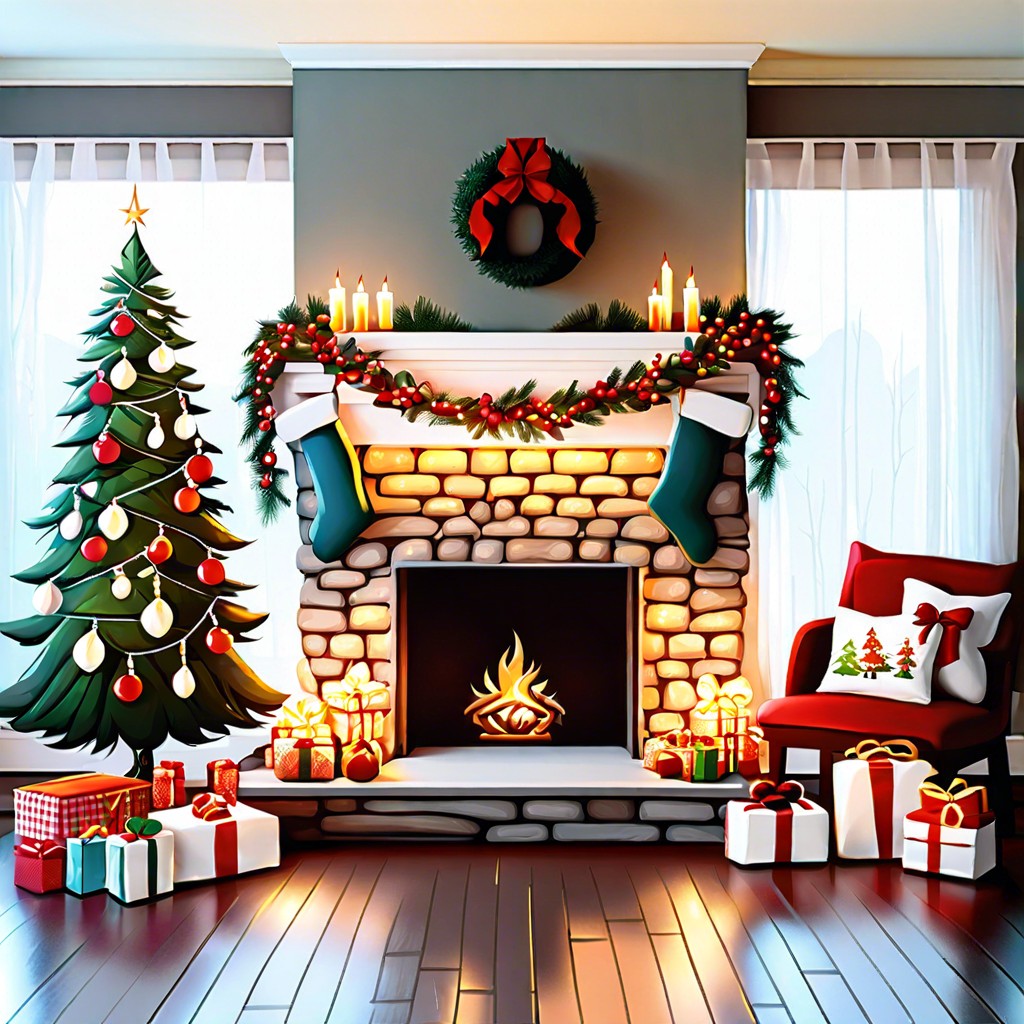 festive fireplace setting