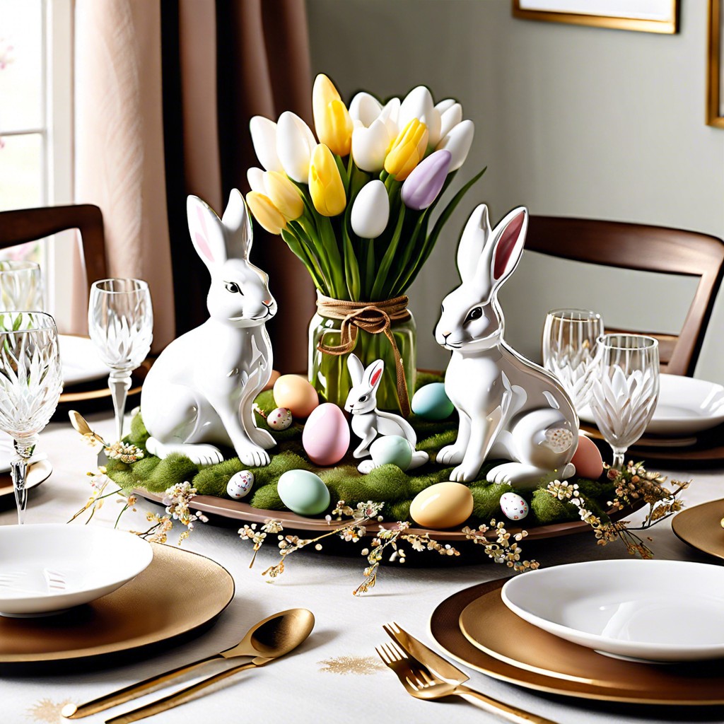 festive porcelain bunny figurines