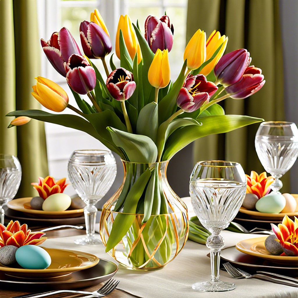 floral centerpieces with tulips and lilies
