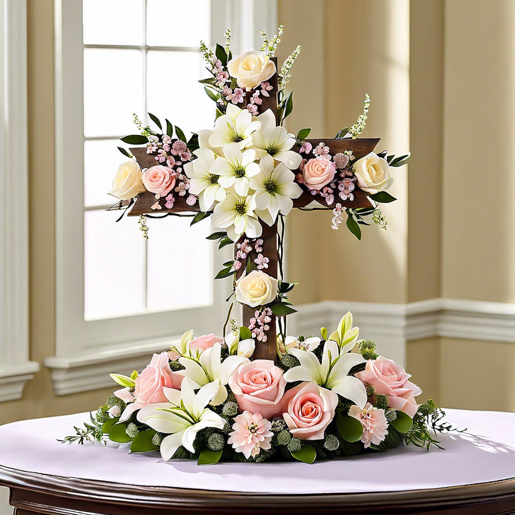 floral cross centerpiece