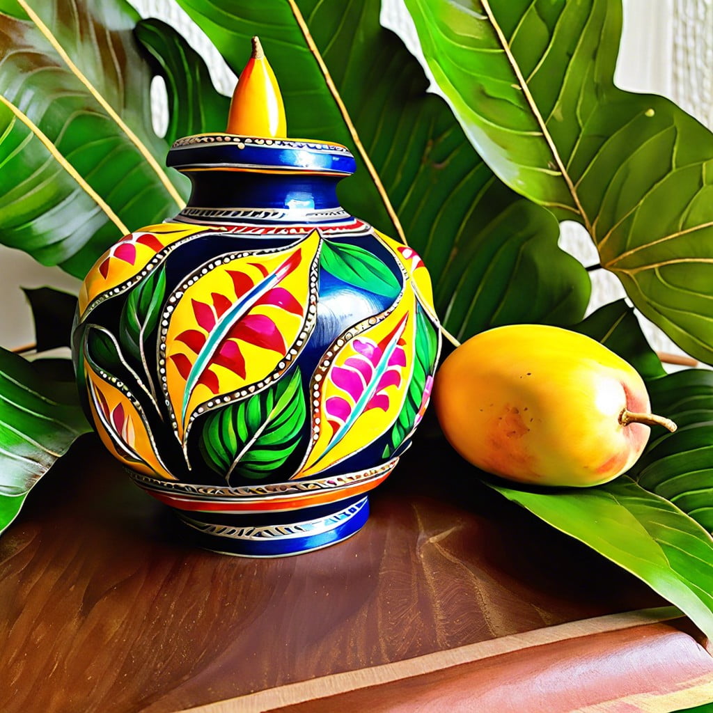 hand painted kalash with mango leaves