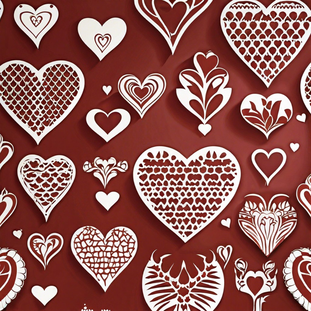 heart pattern stencil wall