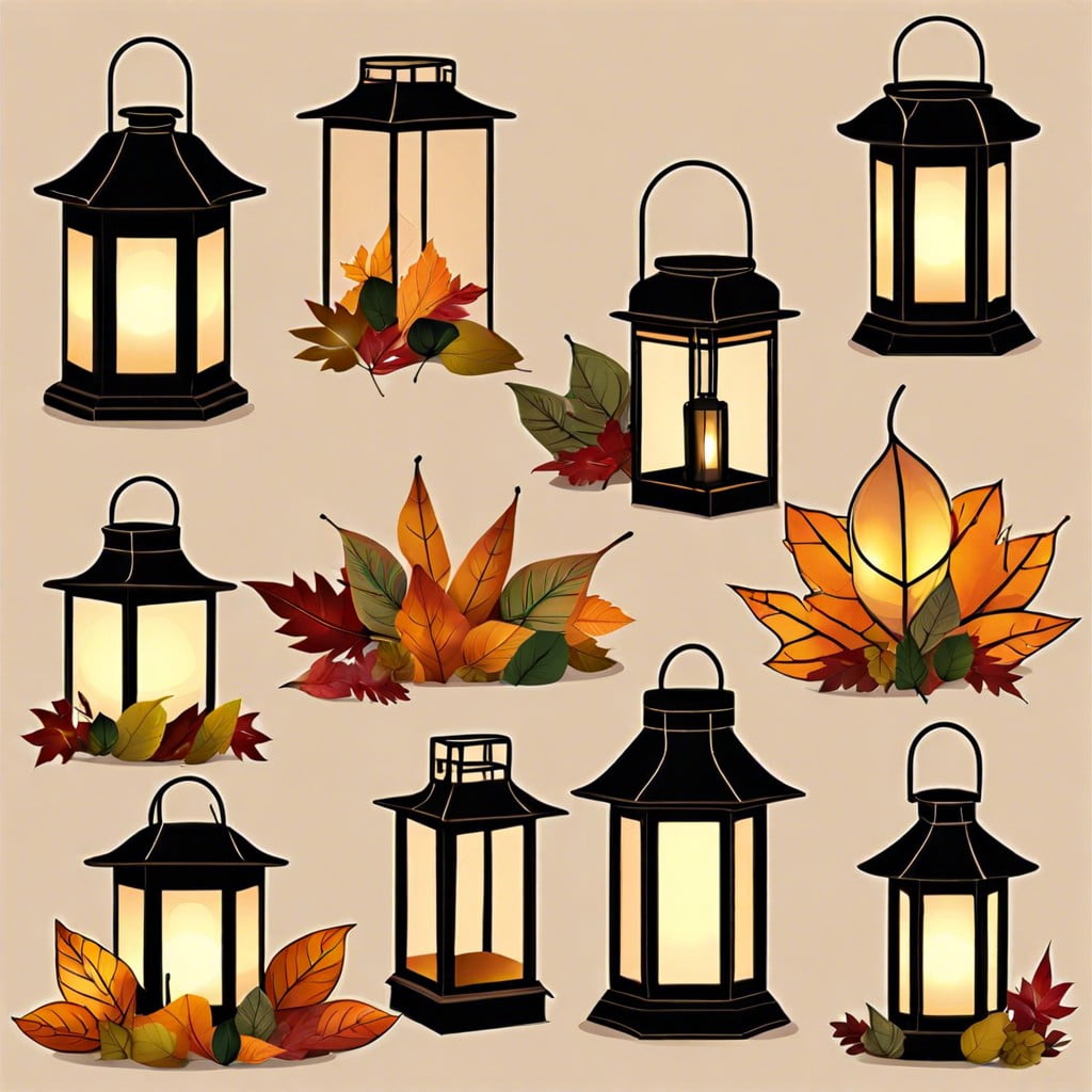 leaf covered lanterns