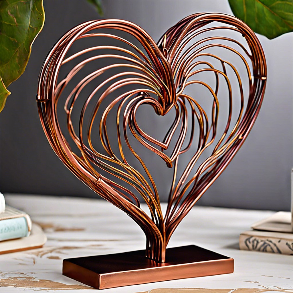 metal wire heart sculptures