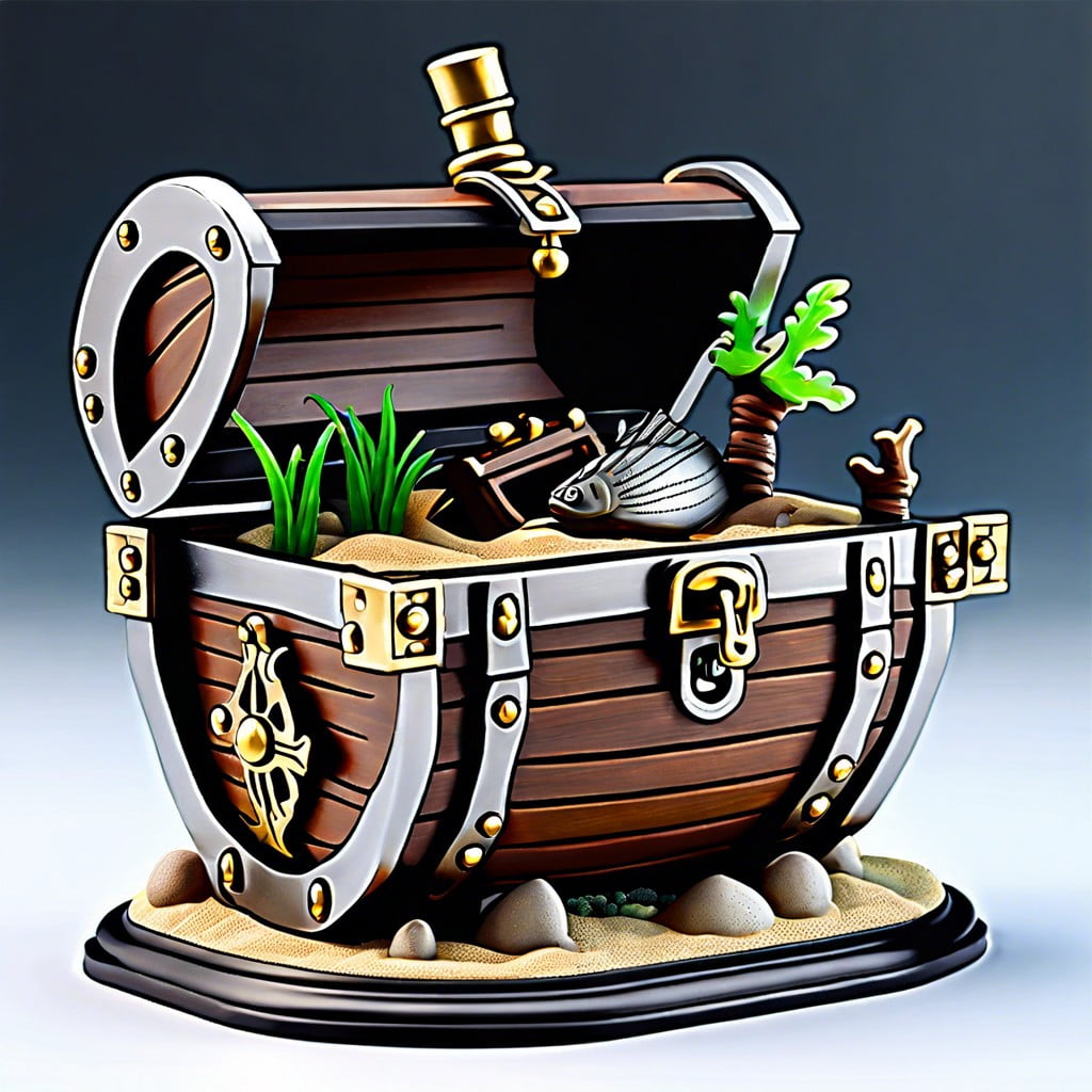 mini pirate shipwreck with treasure chest