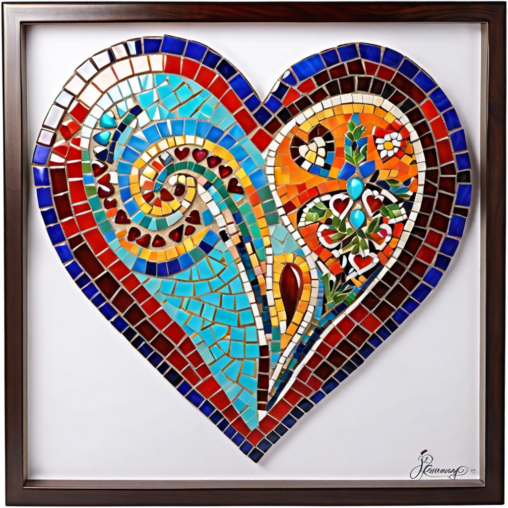 mosaic heart wall art