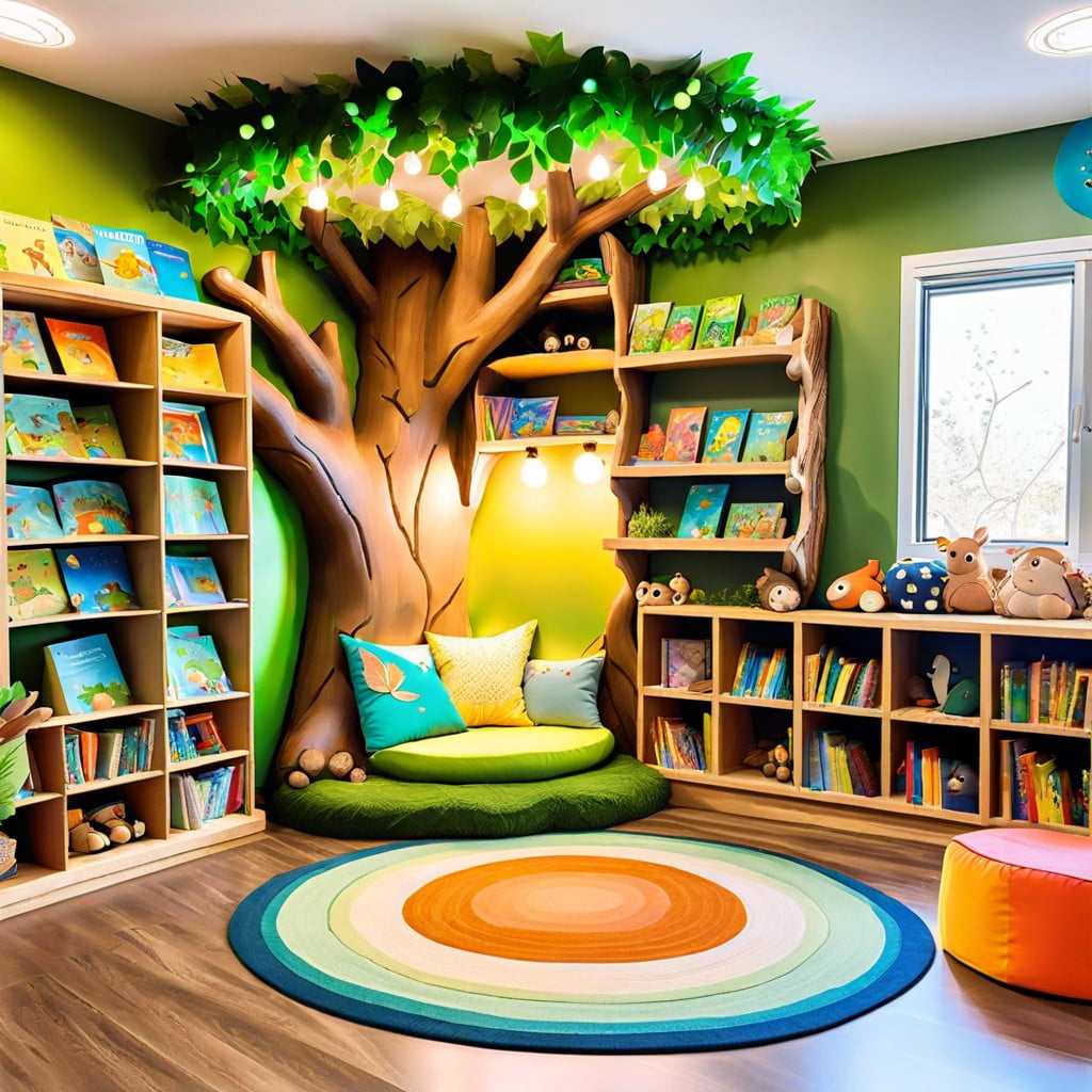 nature themed reading corner