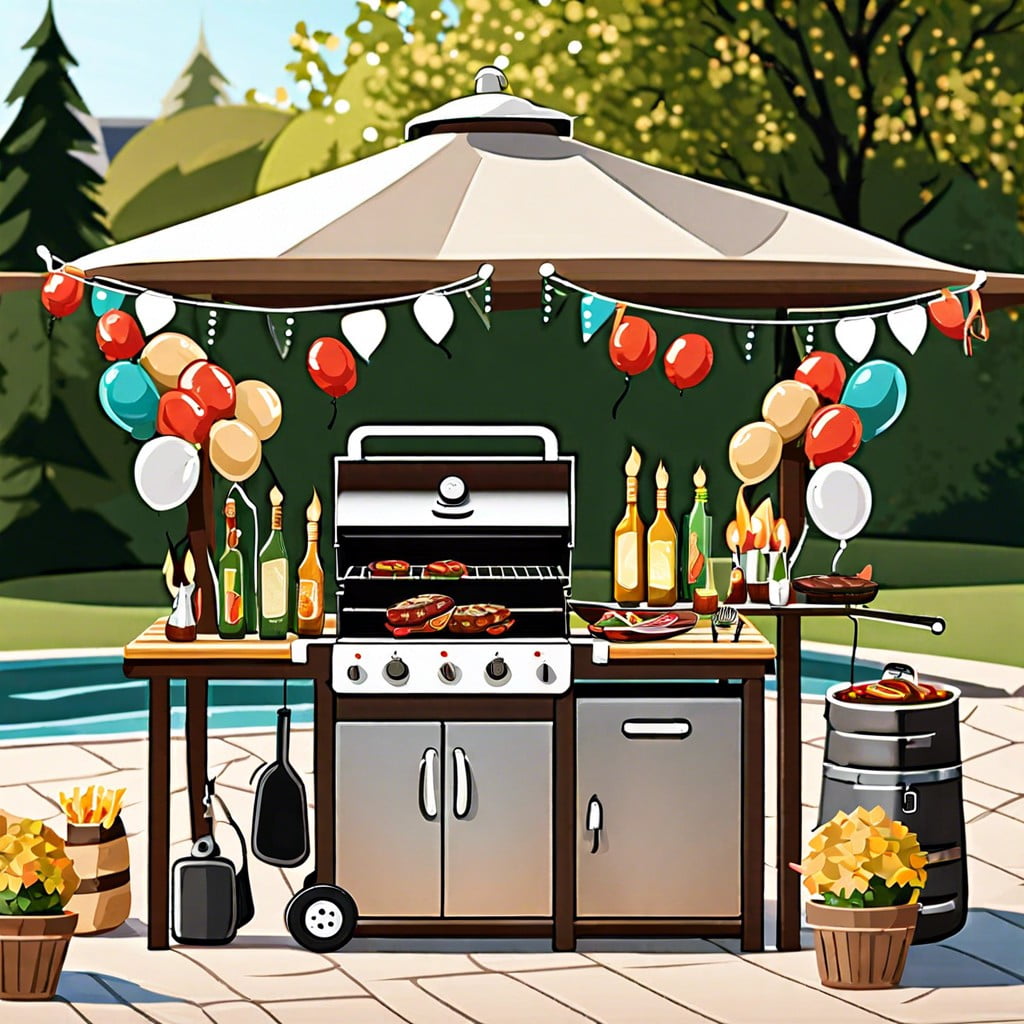 outdoor bbq setup with grilling station