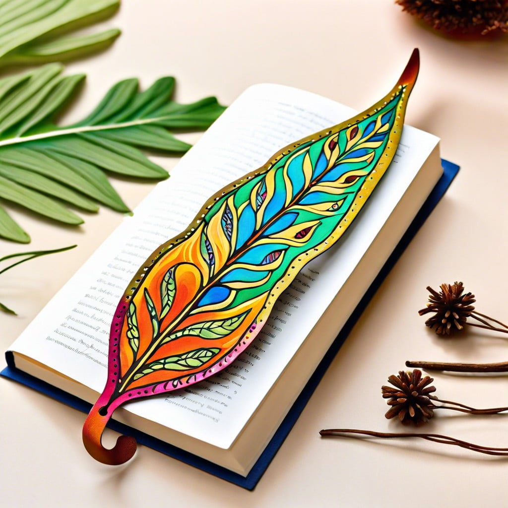 painted leaf bookmarks