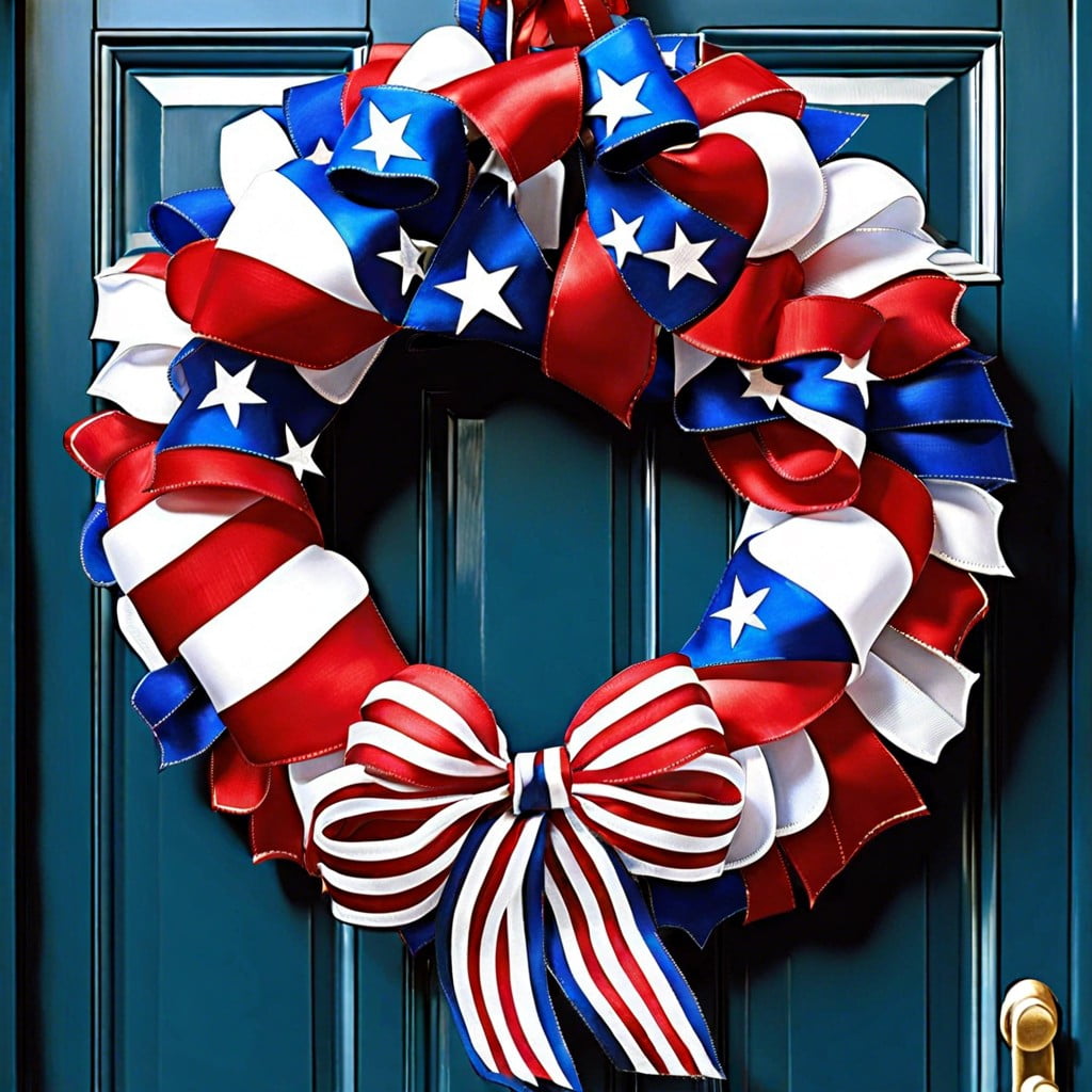 patriotic wreath with ribbons