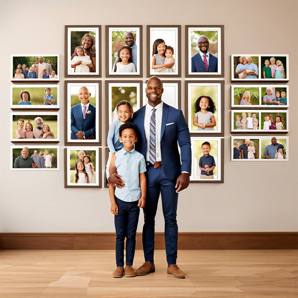 photo wall of fathers and children