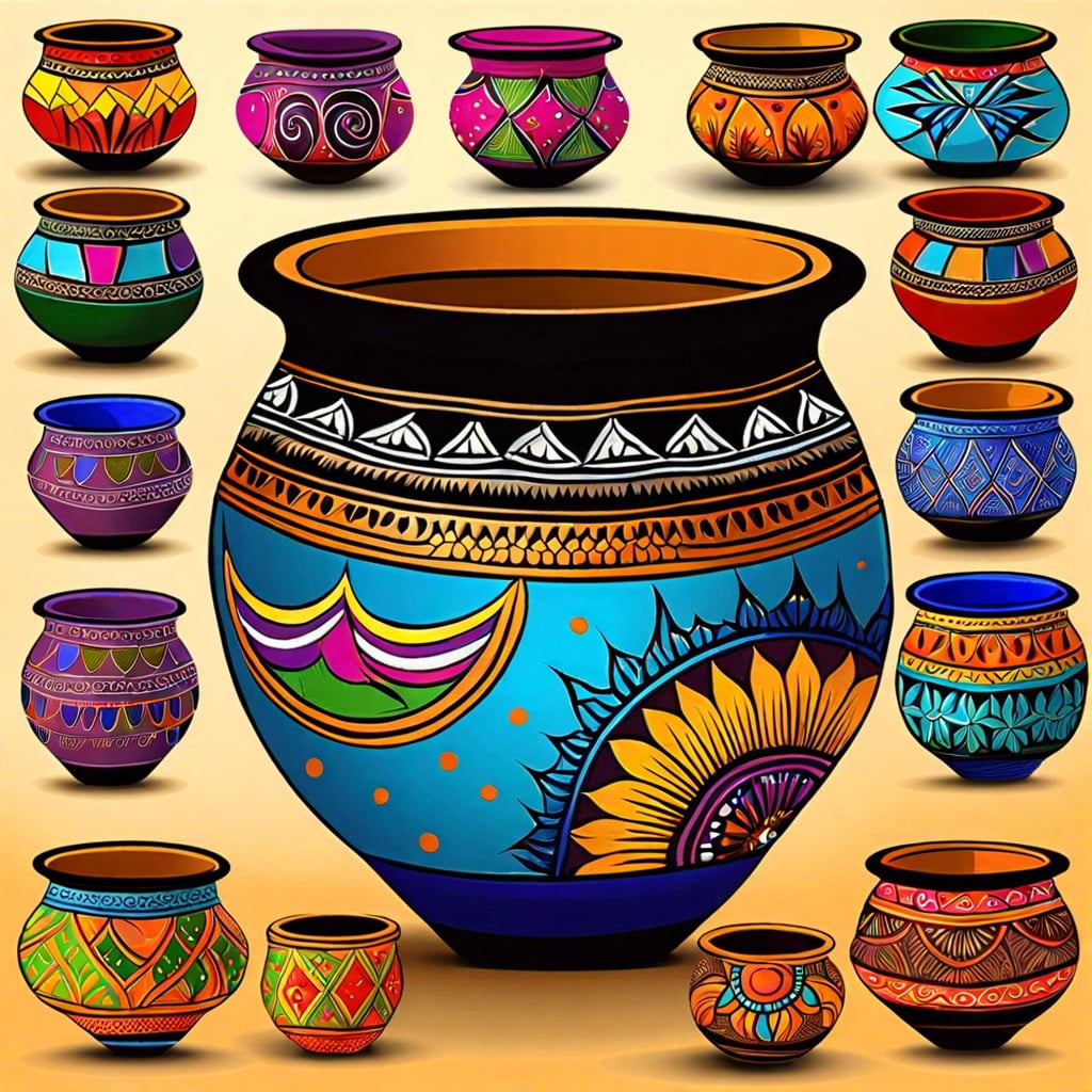 pot decorations with painted mud pots