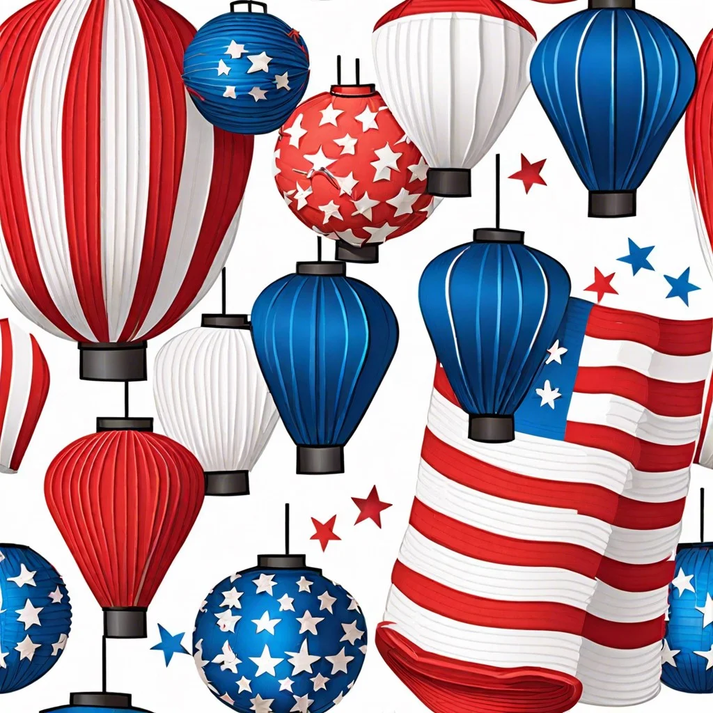 red white and blue paper lanterns