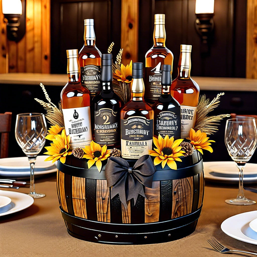 rustic whiskey barrel centerpieces