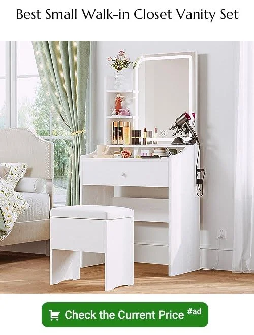 small walk-in closet vanity set