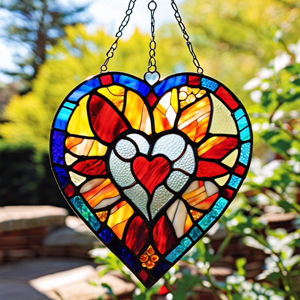 stained glass heart suncatchers