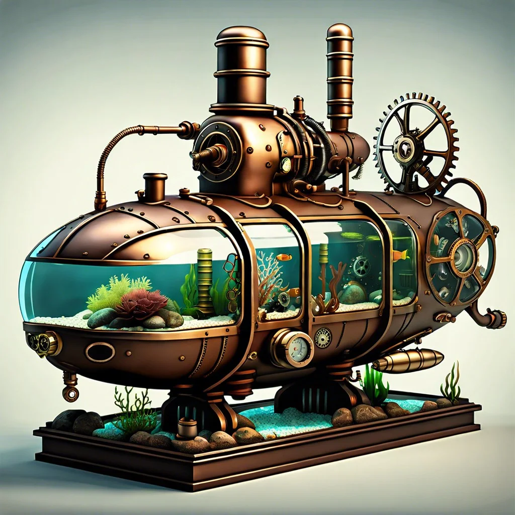 steampunk styled submarine landscape