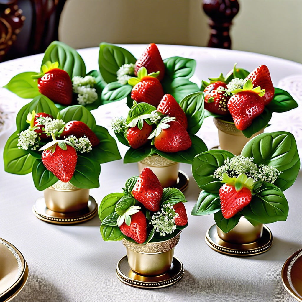 strawberry and basil mini bouquets