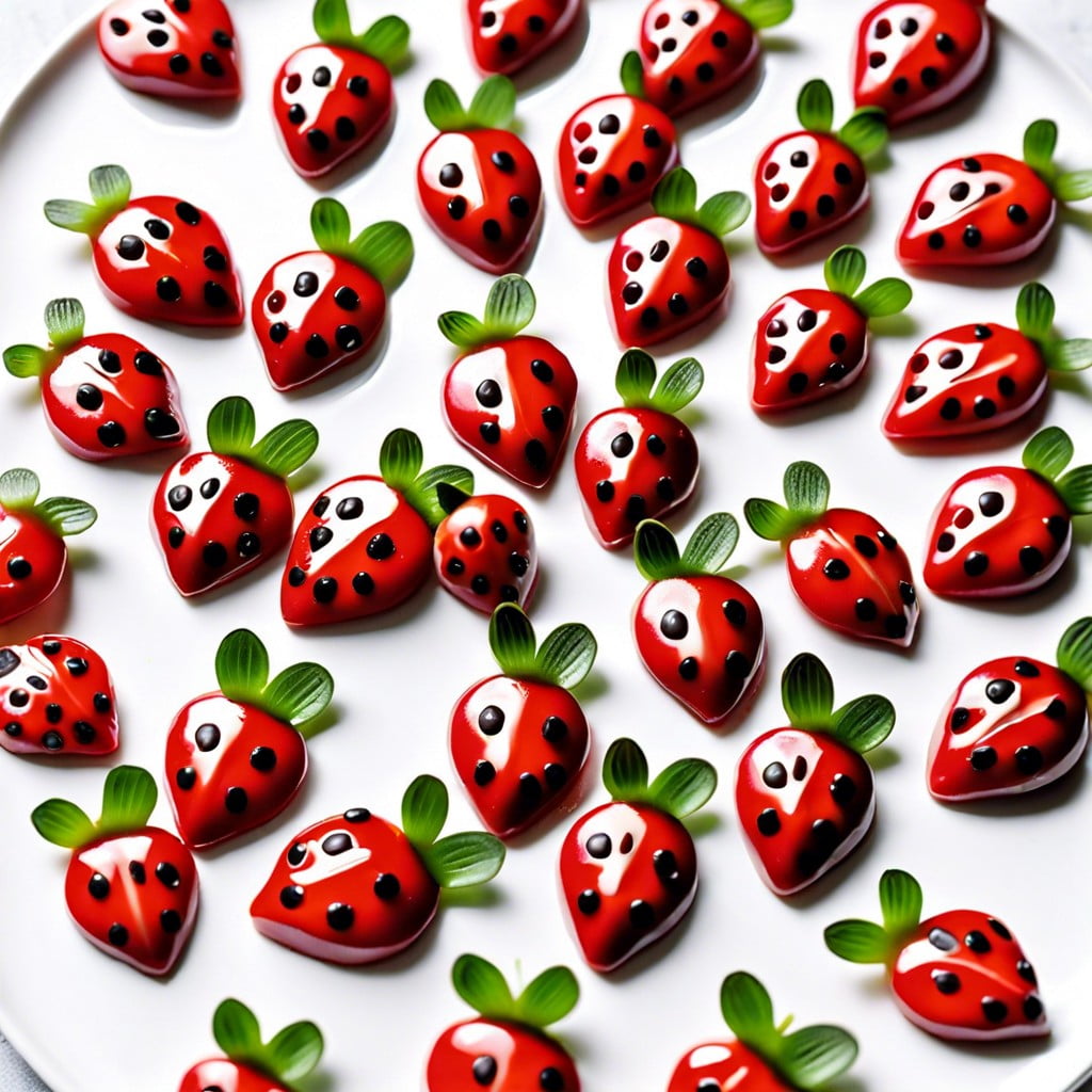 strawberry and cream cheese ladybugs