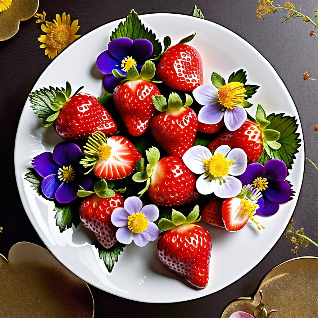 strawberry and edible flower arrangements