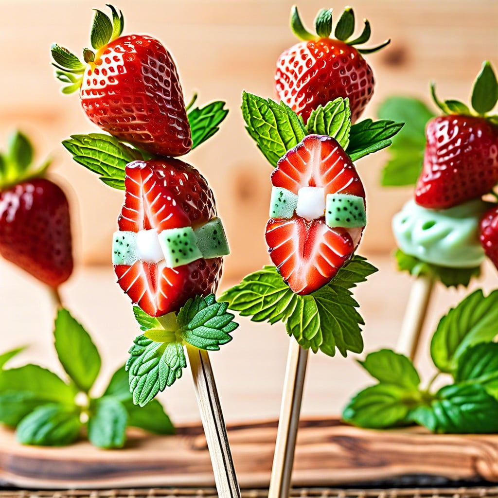 strawberry and mint leaf kabobs