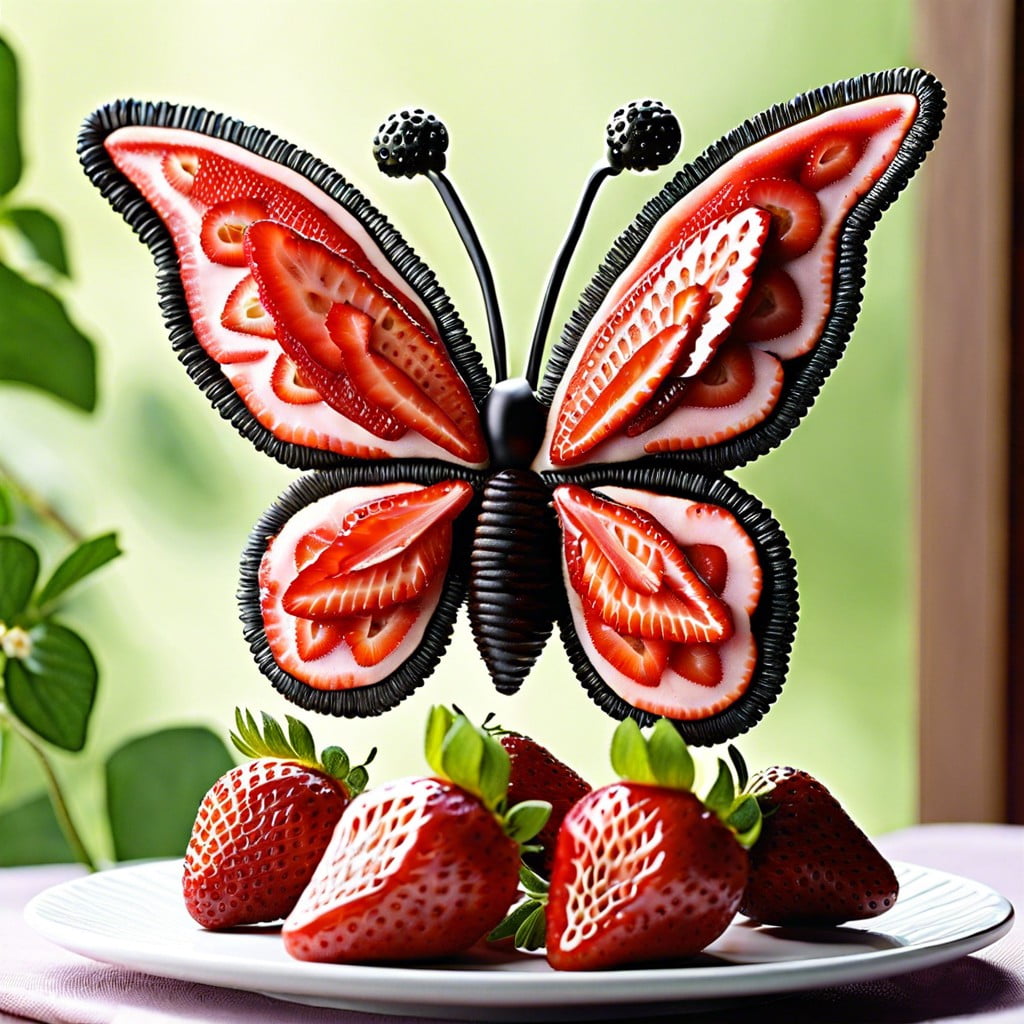 strawberry butterfly garnishes