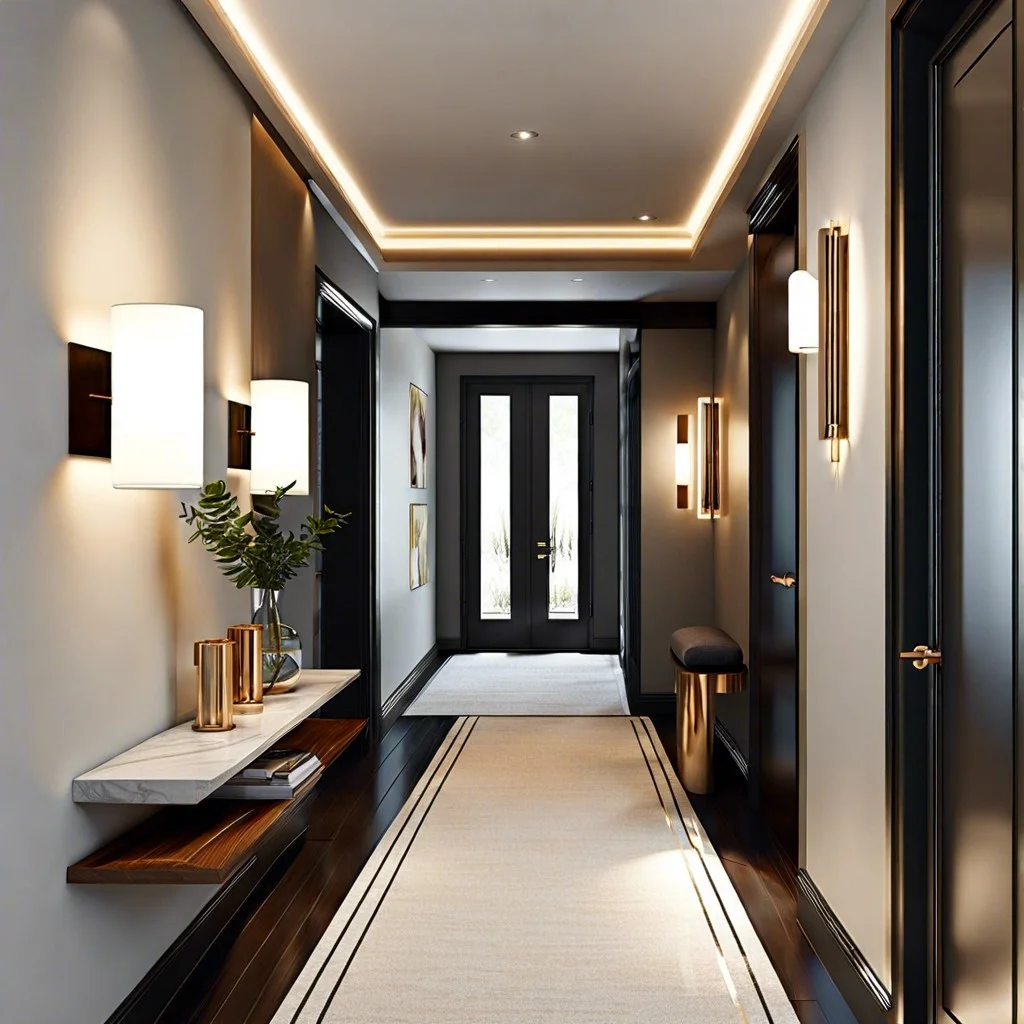 using sleek wall mounted sconces for ambient lighting