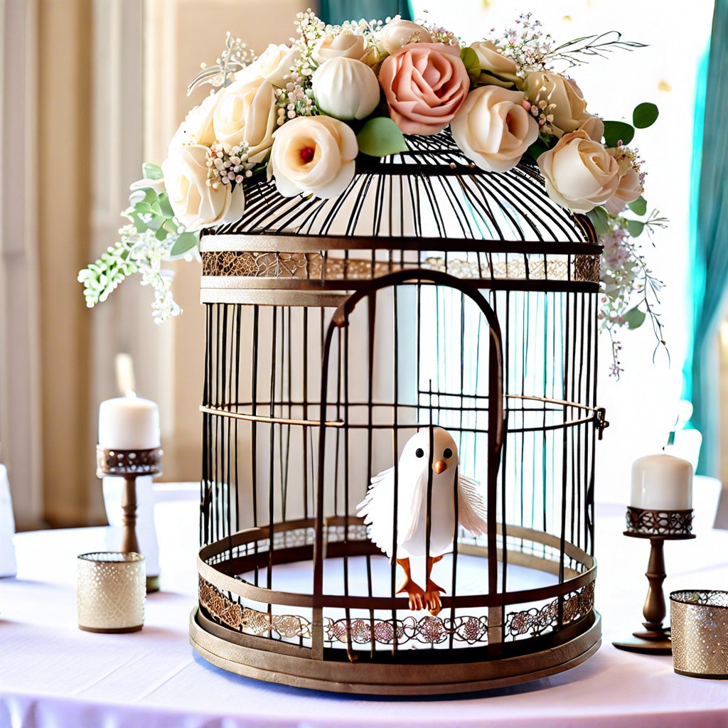 vintage birdcages with flowers