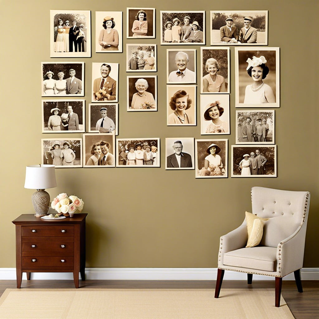 vintage photo wall with memories