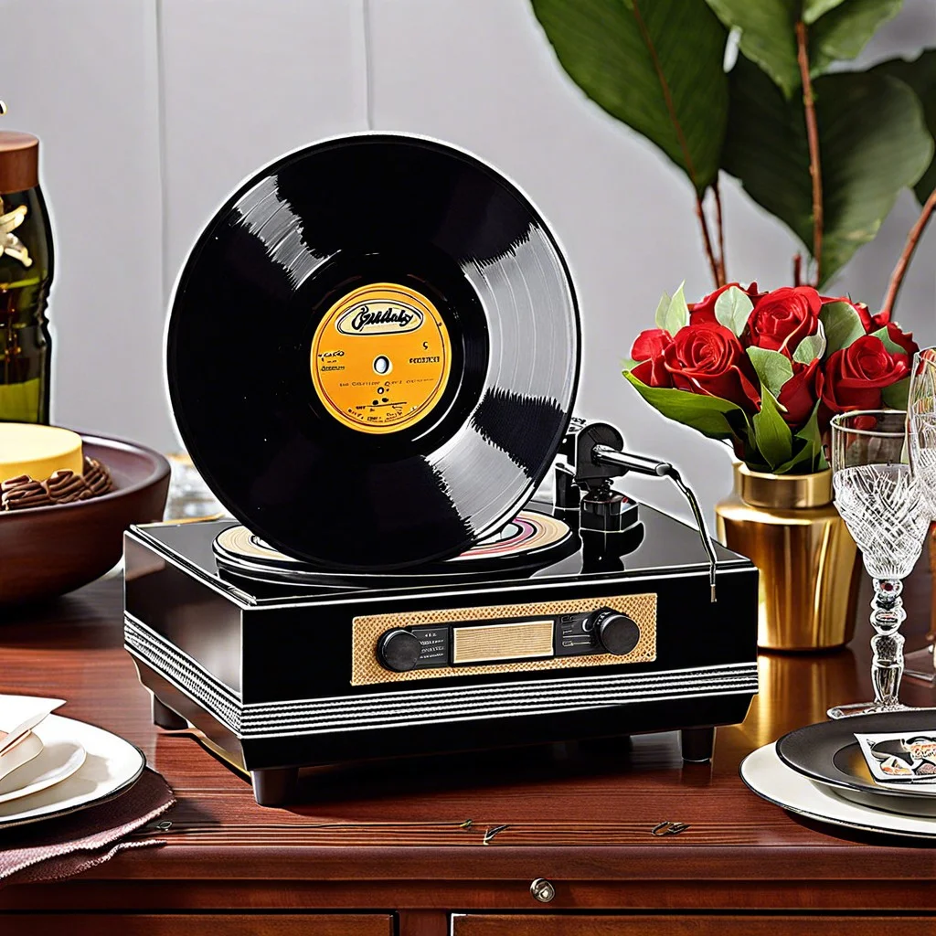 vintage record player and decor