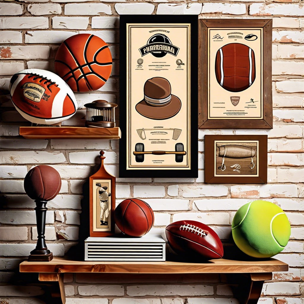 vintage sports memorabilia display