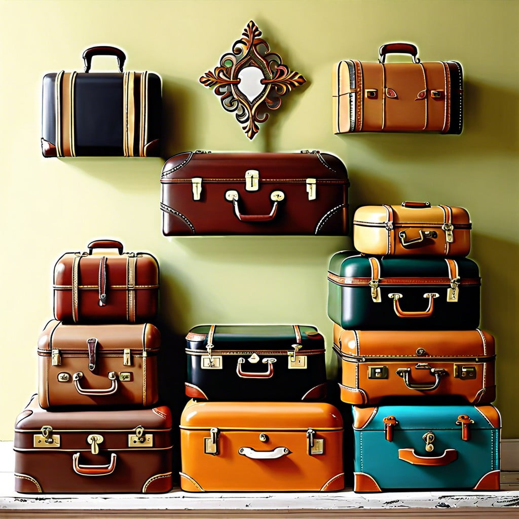 vintage suitcases display