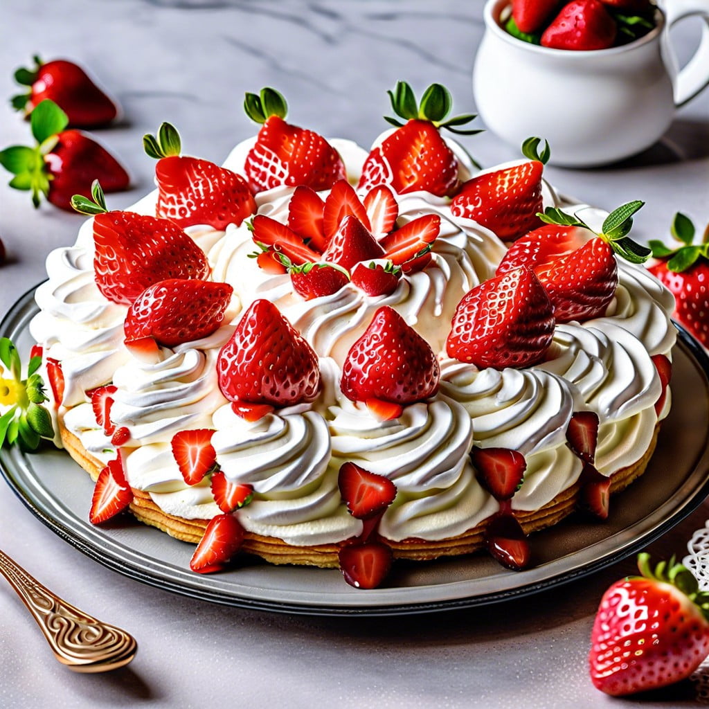 whipped cream rosettes with strawberries
