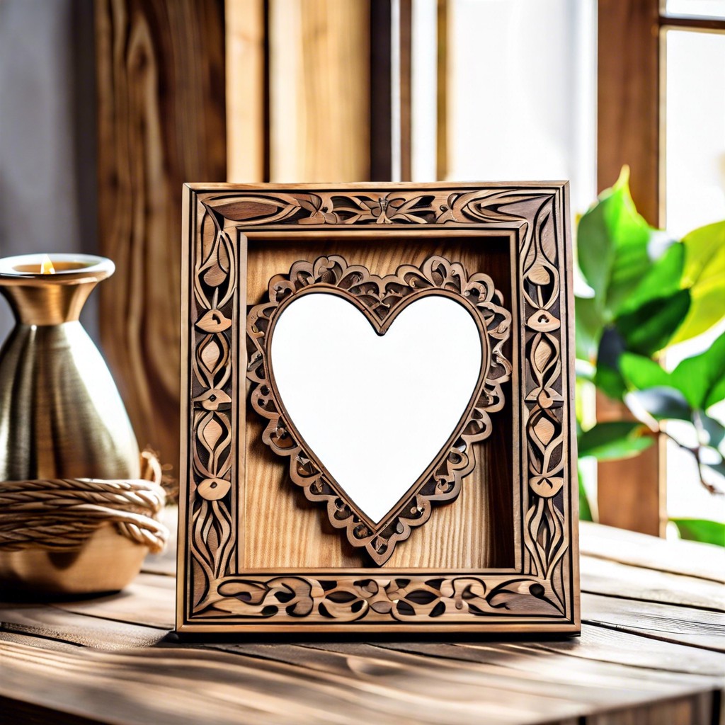 wooden heart photo frame