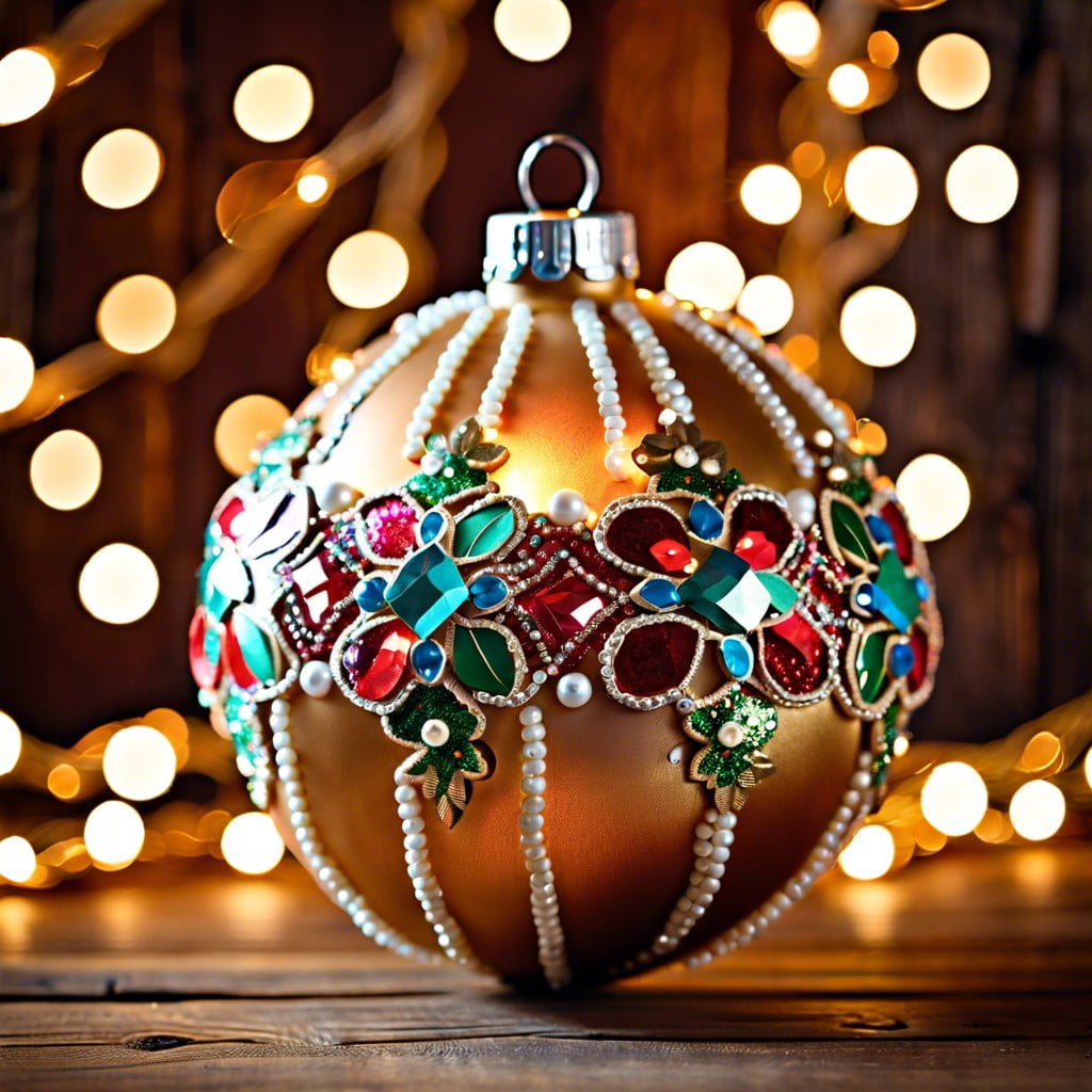 bead and sequin encrusted baubles