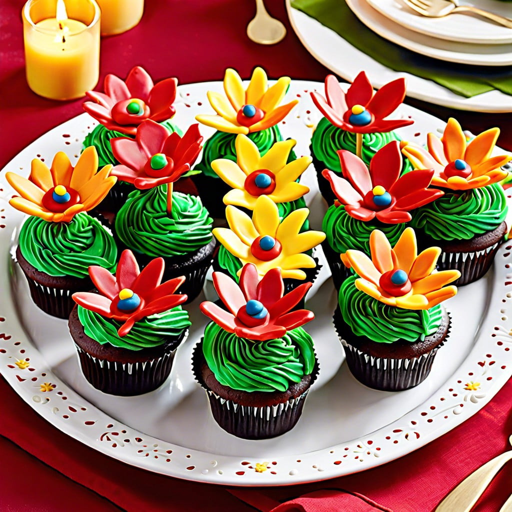 fire flower cupcakes