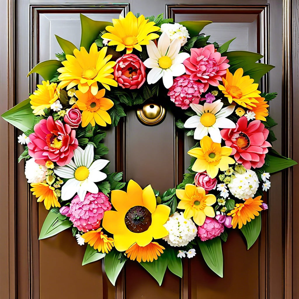 umbrella wreath with fresh blooms