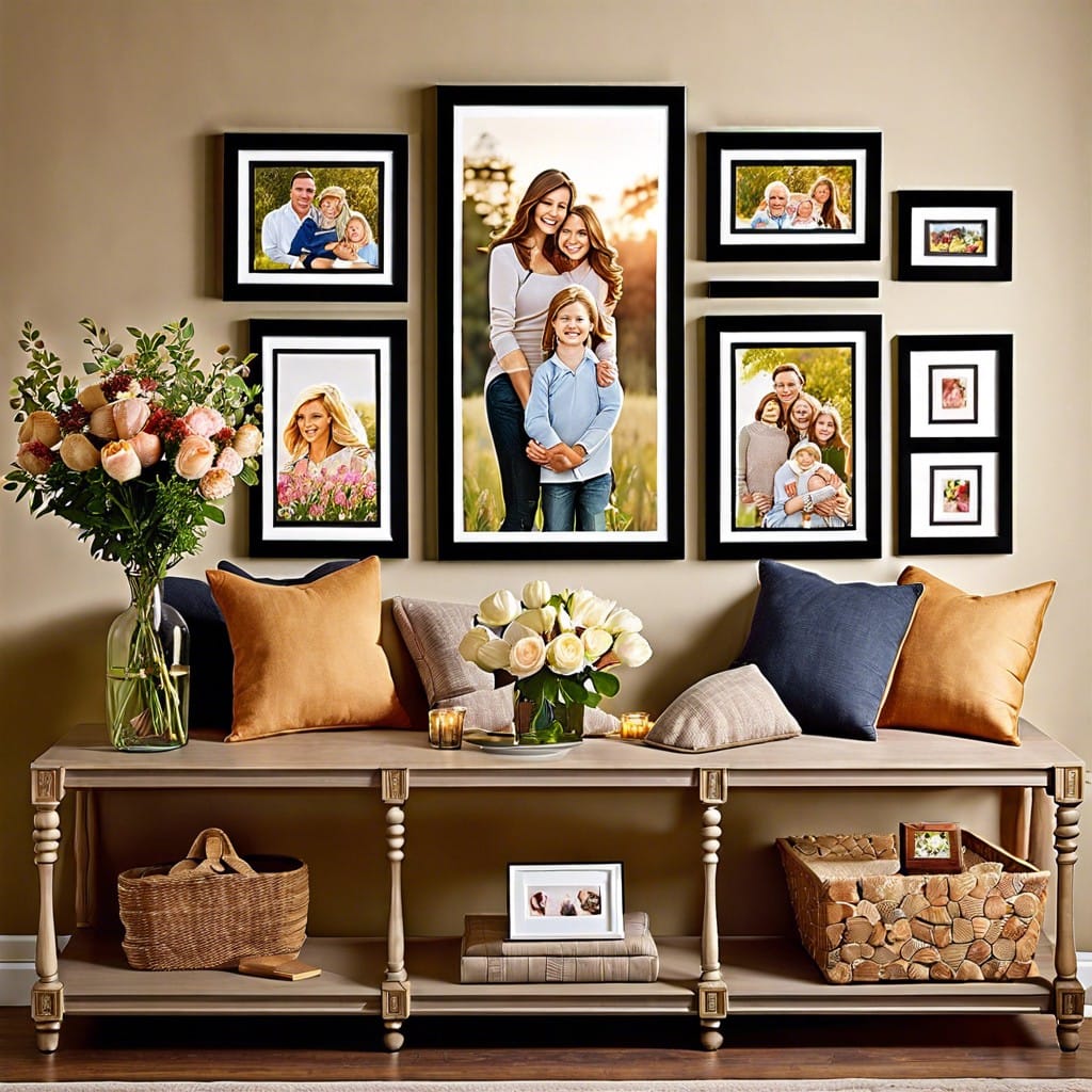 framed family photo gallery wall