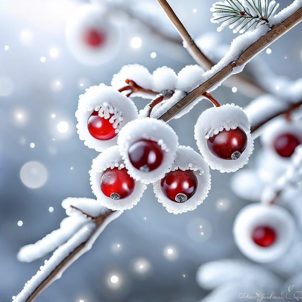 frosted white berries