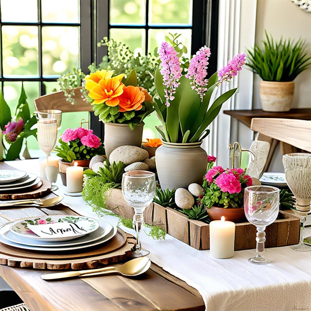 garden themed decor with potted plants