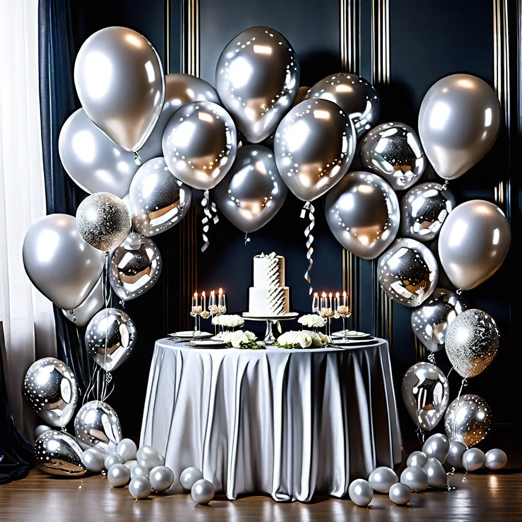 glittering silver balloons