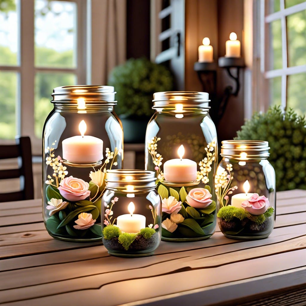 mason jar luminaries with tea lights