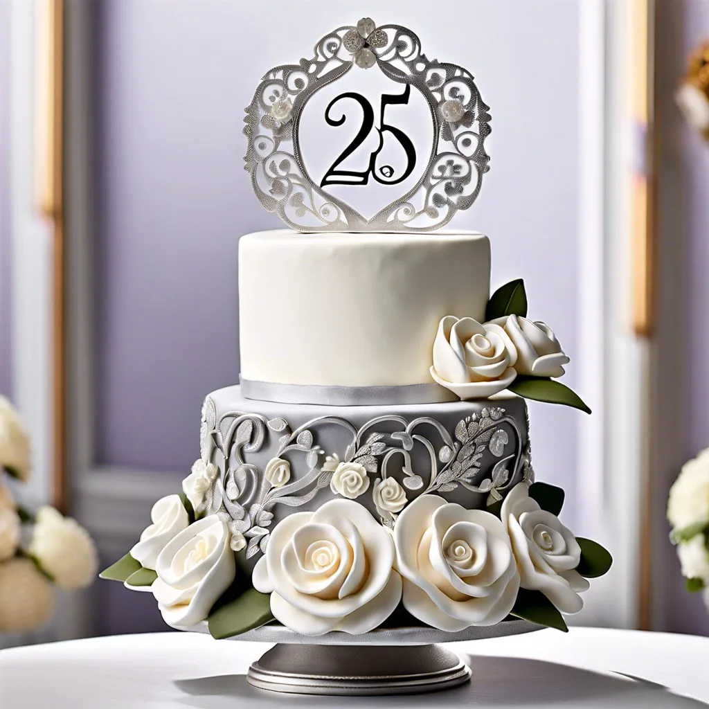 silver cake topper